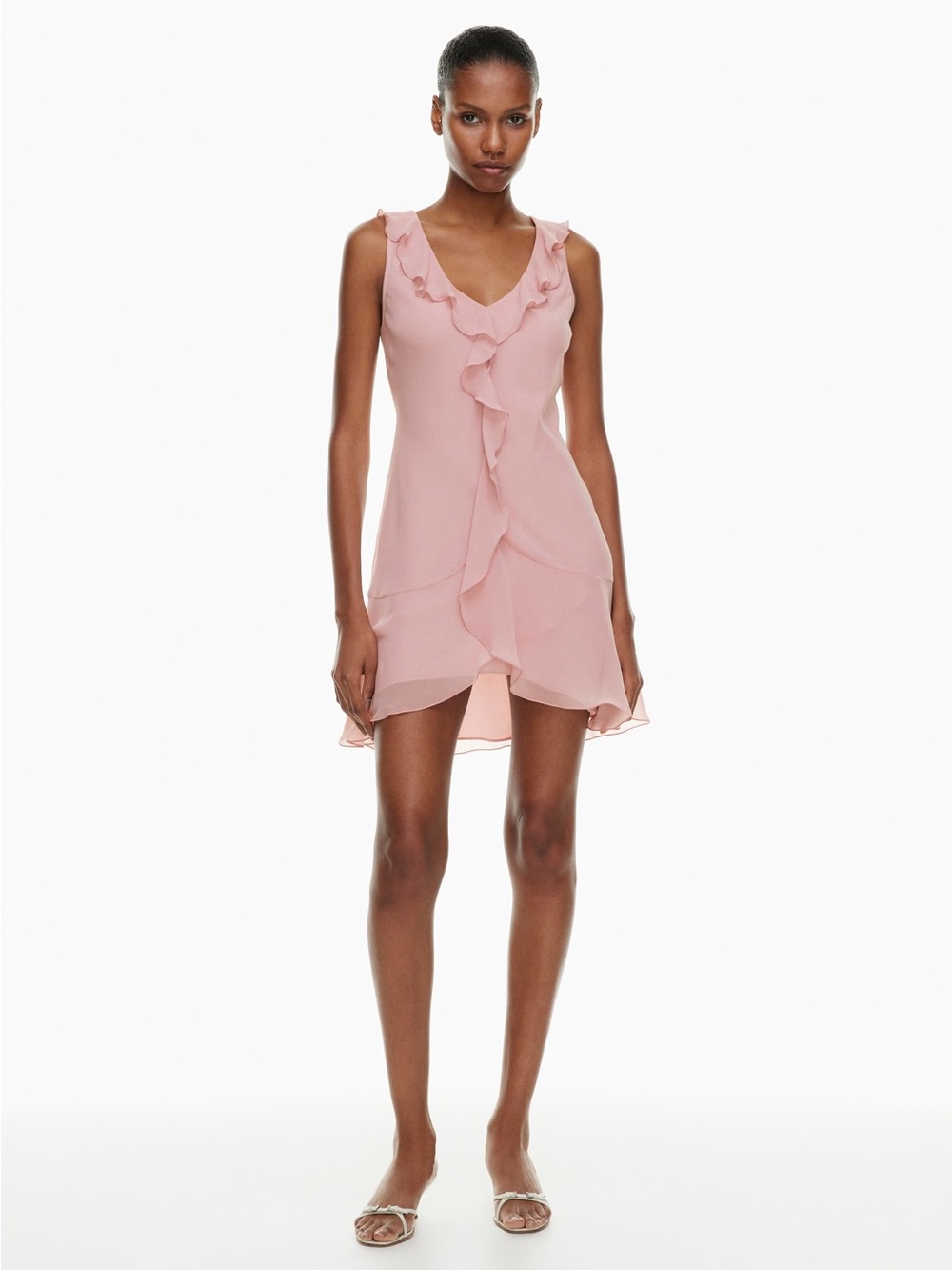 Aritzia Hera Dress Chiffon V-neck fit-and-flare mini dress